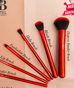 Pastel Beauty Makeup Brush Set Red - 6pcs