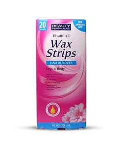 Beauty Formulas Vitamin E Wax Strips Hair Remover For Legs & Body – 20 Wax Strips